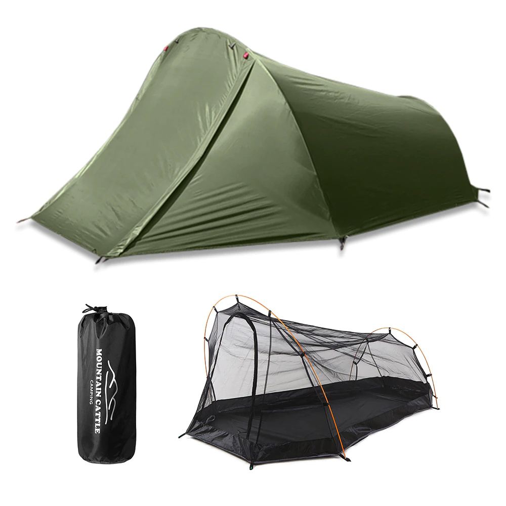 Cheap Goat Tents Ultralight Dual Layer Waterproof Sleeping Bag Tent 2 Person Outdoor Camping Tent Aluminum Pole Tourist Tent Hiking Backpack Tent   